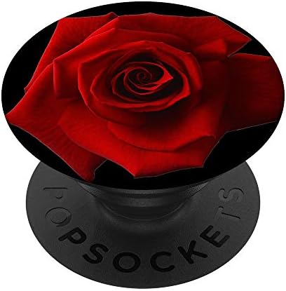 Cep Telefonu Pop Out Tutucu Kırmızı Gül Çiçek Tasarım Çiçek Siyah PopSockets PopGrip: Telefonlar ve Tabletler için Değiştirilebilir