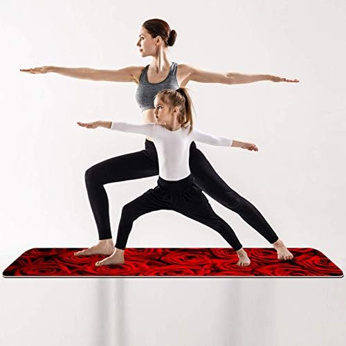 Unicey Güzel Kırmızı Güller Desen Yoga Mat Kalın Kaymaz Yoga Paspaslar için Kadın ve Kız egzersiz matı Yumuşak Pilates Paspaslar,