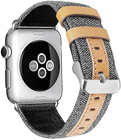 Aladrs Tuval İzle Sapanlar Apple Watch Band 41mm 40mm 38mm için Uyumlu, kumaş Deri Bileklikler iWatch Serisi 7 için Yedek (41mm)
