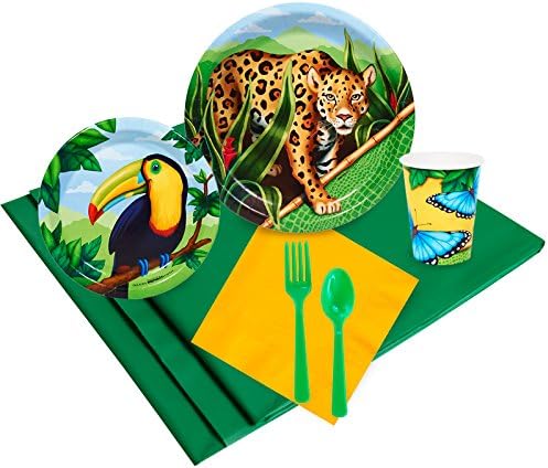 BirthdayExpress Jungle Tema Sofra Takımı 24 Kişilik Parti Paketi, Çok Renkli, Tek Beden