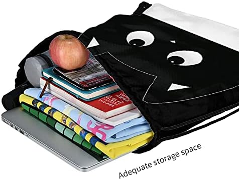 Sevimli ipli sırt çantası Spor Çanta için Çocuk Kawaii Kedi Dize Çanta Su Geçirmez Hafif Siyah Seyahat Sackpack ile fermuarlı
