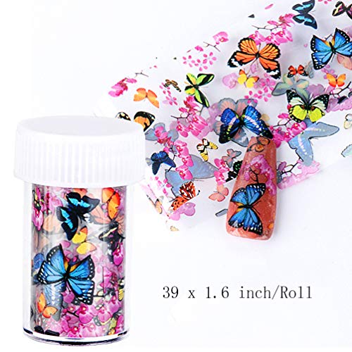 Delgoash Nail art etiketler Kelebek Çiçek Tırnak Çıkartması Transferi Folyo Tırnak Sticker İpucu Çıkartması Dekorasyon Tasarım