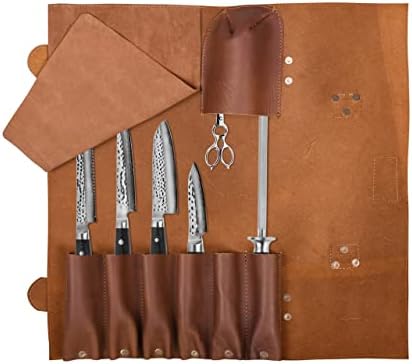 OneFoxe El Yapımı Deri Bıçak Çantası Mağazaları 06 Bıçaklar, Cep ve Omuz Askısı Taşınabilir Bıçak saklama çantası İçin Profesyonel