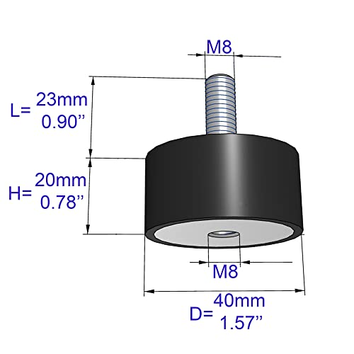 Sciemech Anti Titreşim Kauçuk İzolatör Bağlar Amortisör (M8 (Dia) 40mm x (H)20MM) 4 adet paketi