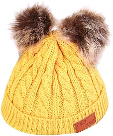 FORESTİME Unisex Kış Kalınlaşmak Sıcak Şapka Erkekler ve Kadınlar için Kulak Sıcak Şapka ile Kıl Yumağı, soğuk Hava Spor HatsFA6