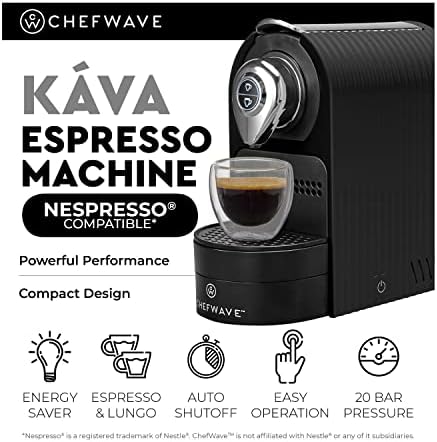 ChefWave Mini Espresso Makinesi-Nespresso Kapsülleri Uyumlu-Programlanabilir Tek Dokunuşla 27 Oz. Su Deposu, Premium İtalyan