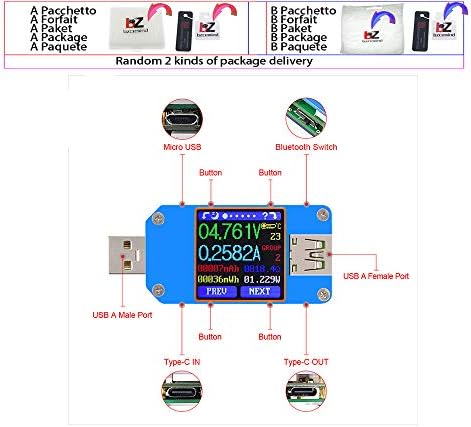 UM25 UM25C için APP USB 2.0 Tip-C LCD Voltmetre ampermetre gerilim akım ölçer şarj kablosu direnci usb Test Cihazı, UM25
