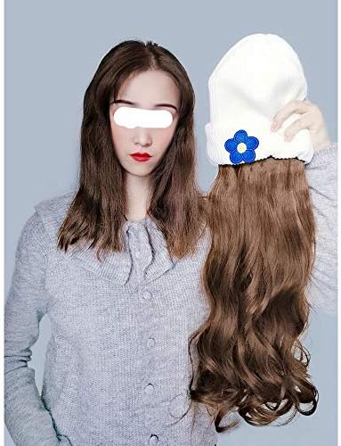 SPNEC LQGSYT Şapka ile Uzun Kıvırcık Vücut Saç Peruk Kış Sıcak Örme Şapka Sentetik Saç pamuklu kasket Peruk Doğal Sahte Saç Kadınlar