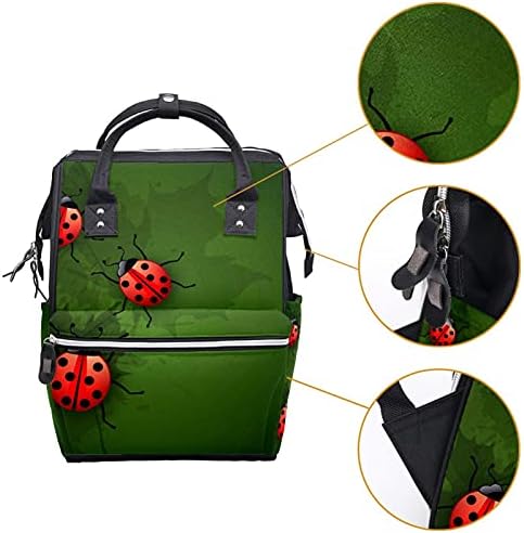 Uğur böcekleri yeşil Laptop sırt çantası kadın erkek, bebek bezi çantası sırt çantası seyahat çantası okul kolej sırt çantası