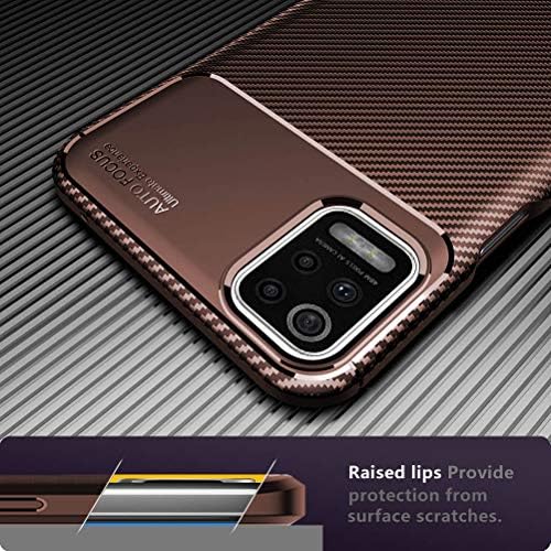 SHUNDA LG K42 Durumda, Ultra-İnce Karbon Fiber Yumuşak Silikon Darbeye Dayanıklı Telefon Kılıfı için LG K42 6.6 - Kahverengi