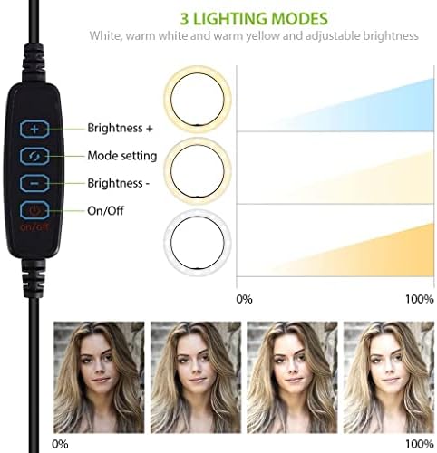 Parlak Selfie Halkası Üç Renkli ışık, Canlı Yayın/Makyaj/YouTube/TikTok/Video/Çekim için Uzaktan Kumandalı BLU Dash X LTE 10