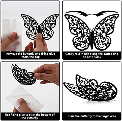 Renkli 3D Kelebek Duvar Dekor 48 Adet 3 Boyutları 4 Renk Çıkarılabilir Kelebekler Süslemeleri Çıkartmaları Ev Çocuklar Yatak