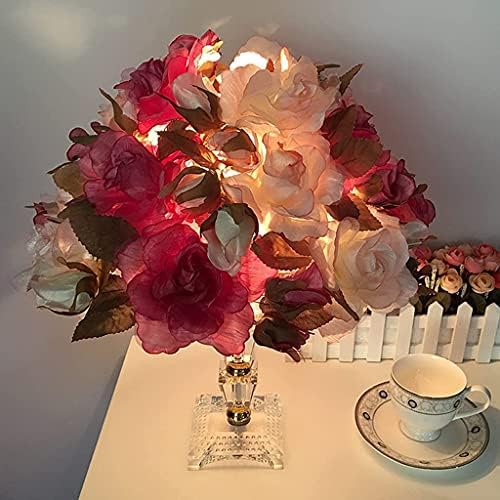 SSMDYLYM Gül Çiçek Kristal Masa Lambası düğün hediyesi Yaratıcı Düğün Prenses Düğün Odası Uzun Parlak Dekorasyon Sıcak Yatak