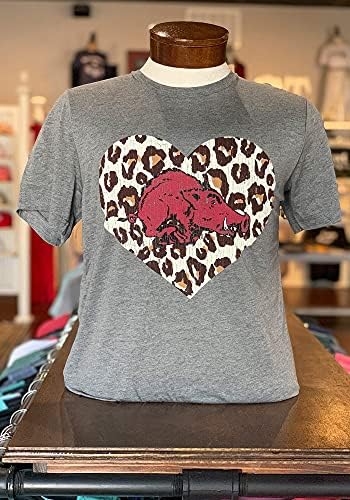 Güney Trend Giyim Leopar Kalp Domuz T-Shirt-Arkansas Üniversitesi