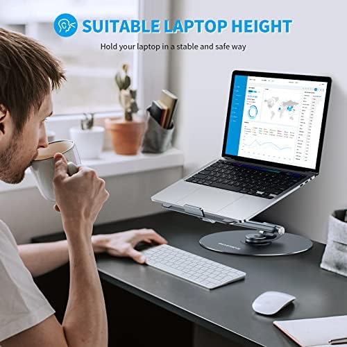 SmartDevil Dizüstü Bilgisayar Masası Standı, Yüksekliği 20 ye Kadar Ayarlanabilir, Dizüstü Bilgisayar Standı, 360 Döner Tabanlı