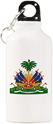 Haiti Arması Hafif Alüminyum Spor Su Şişesi BPA İçermez Anahtarlık ve Vidalı Kapaklı 400ml