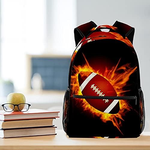 Amerikan Futbolu Yangın Sırt Çantaları Erkek Kız Okul Kitap Çantası Seyahat Yürüyüş Kamp Sırt Çantası Sırt Çantası