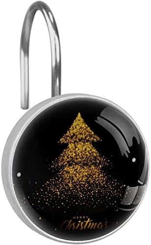 Altın Parıldıyor Noel Ağacı Metal Duş perdesi Kancaları Reçine Yüzey 12 Set duş perdesi Halkaları Duş Kancaları Perde Duş Halkaları