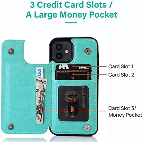 Moojerr için iPhone 12 iPhone 12 Pro Cüzdan Kılıf ile kart tutucu, Faux Deri Kickstand Kart Yuvaları Kılıf, RFID Engelleme Manyetik