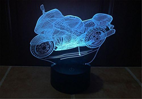 Motosiklet 3D Dokunmatik Optik ILLusion Gece Lambası Çarpıcı Görsel Üç Boyutlu Etkisi 7 Renk Değiştirme Masa Masa Deco Lamba