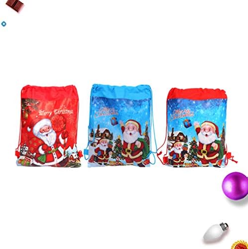 Happyyamı 3 pcs Noel İpli hediye keseleri Noel Baba Sırt Çantası alışveriş çantaları Çocuklar ıçin Noel Tatil Parti Şeker Çanta