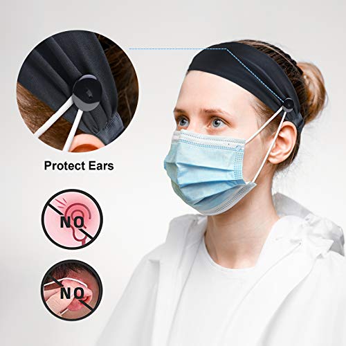 Maske Kadınlar için kafa bantları Düğmeleri ile Sıkı Bantlar, Kuaima Hemşire Doktorlar Kulak Koruma Hairband Kaymaz Yoga Spor