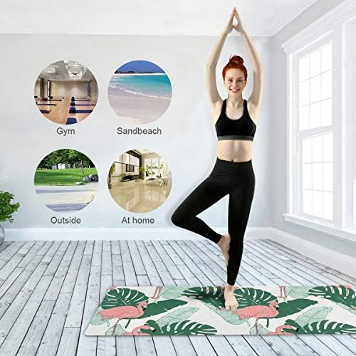 MCHIVER Seyahat Yoga Mat Kaymaz-Flamingo Palm Katlanabilir egzersiz matı Hafif egzersiz matı ile Çanta Ter Emici yoga pedi Pilates