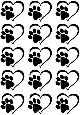 Kalp Köpek Kedi Pençe Baskı Siyah 17CC795 Sigortalı Cam Çıkartmaları