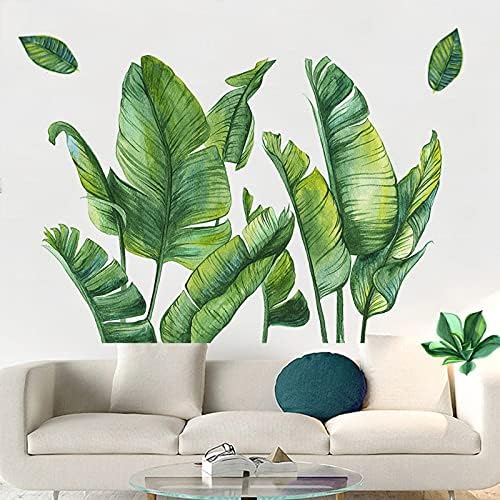 Büyük Yeşil Yaprak duvar çıkartmaları Tropikal Bitki Yaprakları Pencere Çıkartmaları Süslemeleri Duvar Resimleri Duvar Sanatı