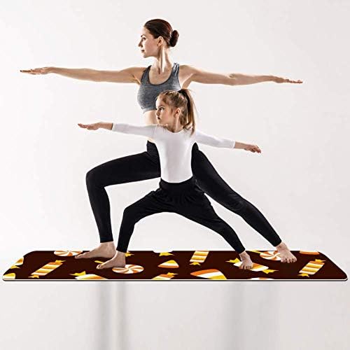 LORVIES Cadılar Bayramı Şeker Desen Yoga Mat Çevre Dostu Kaymaz Anti-Gözyaşı Egzersiz ve fitness matı için Yoga, Pilates, Germe,