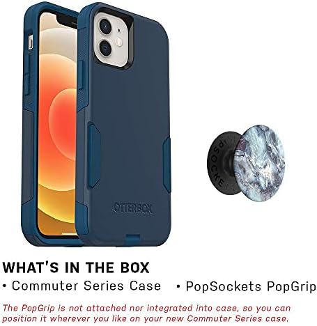Paket: OTTERBOX BANLİYÖ SERİSİ iPhone için kılıf 12 & iPhone 12 Pro - (ISMARLAMA YOLU) + PopSockets PopGrip- (Mavi Mermer)