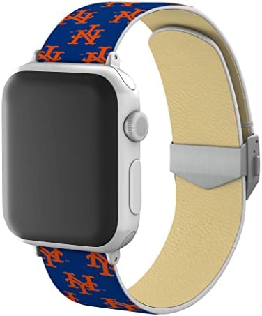 Oyun Zamanı New York Mets Tam Baskı saat kayışı Kazınmış Toka ile Apple Watch ile uyumlu (38/40 / 41mm-Kısa-Rastgele)